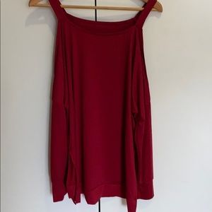 Burgundy red cold shoulder long sleeve top